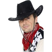 Cowboy Hat Suede Look Black Costume Accessory 