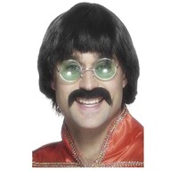70's Mersey Wig and Tash Black Costume Accessory