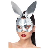 Silver Mock Leather Rabbit Mask Costume Accessory