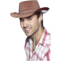 Cowboy Hat Flocked Brown Costume Accessory