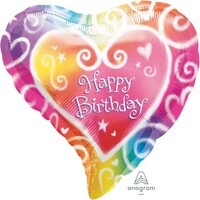 45cm Standard Extra Large Watercolor Happy Birthday Heart S40