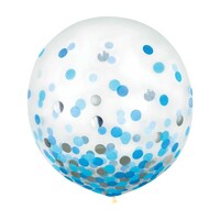 Latex Balloons 60cm and Confetti Blue and Silver