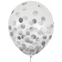 Latex Balloons 30cm and Confetti Silver