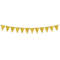 Large Paper Pennant Banner Sparkle Gold