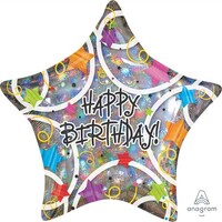 Jumbo Shape Holographic Happy Birthday Stars P45