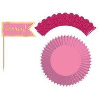 Cupcake Kit Pink Glittered and Hot Stamped
