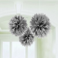 Fluffy Tissue Decorations Silver