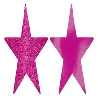Solid Star Cutouts Foil and Glitter Bright Pink