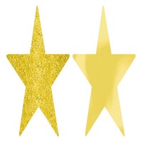 Solid Star Cutouts Foil and Glitter Gold