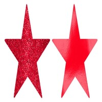 Solid Star Cutouts Foil and Glitter Apple Red