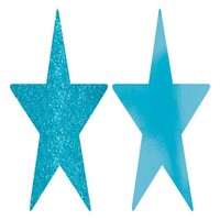 Solid Star Cutouts Foil and Glitter Caribbean Blue