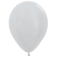 Sempertex 12cm Satin Pearl Silver Latex Balloons 481, 50 Pack