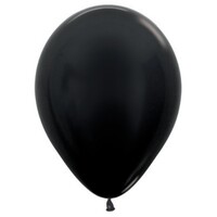 Sempertex 12cm Metallic Black Latex Balloons 580, 50 Pack