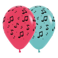 Sempertex 30cm Music Notes Fashion Assorted Latex Balloons, 12PK