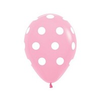 Sempertex 30cm Polka Dots on Fashion Pink Latex Balloons, 12PK