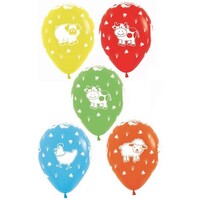 Sempertex 30cm Farm Animals Fashion Assorted Latex Balloons, 12PK