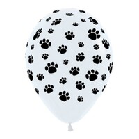 Sempertex 30cm Animal Paw Prints Black and White Latex Balloons, 12PK