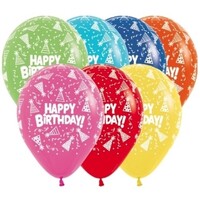 Sempertex 30cm Happy Birthday Hats Fashion Assorted Latex Balloons, 12PK