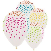 Sempertex 30cm Multi Coloured Confetti Crystal Clear Latex Balloons, 12PK