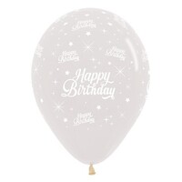 Sempertex 30cm Happy Birthday Twinkling Stars Crystal Clear Latex Balloons, 25PK