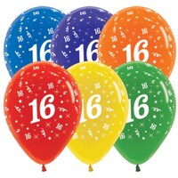 Sempertex 30cm Age 16 Crystal Assorted Latex Balloons, 25PK