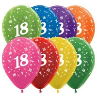 Sempertex 30cm Age 18 Metallic Assorted Latex Balloons, 25PK