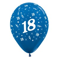 Sempertex 30cm Age 18 Metallic Blue Latex Balloons, 25PK