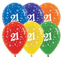 Sempertex 30cm Age 21 Crystal Assorted Latex Balloons, 25PK