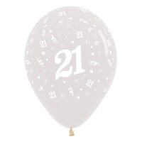Sempertex 30cm Age 21 Crystal Clear Latex Balloons, 25PK