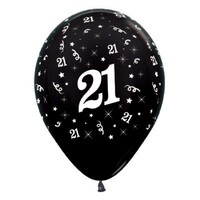 Sempertex 30cm Age 21 Metallic Black Latex Balloons, 25PK