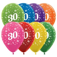 Sempertex 30cm Age 30 Metallic Assorted Latex Balloons, 25PK