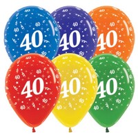 Sempertex 30cm Age 40 Crystal Assorted Latex Balloons, 25PK