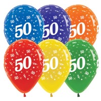 Sempertex 30cm Age 50 Crystal Assorted Latex Balloons, 25PK
