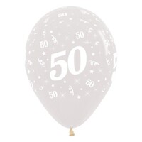 Sempertex 30cm Age 50 Crystal Clear Latex Balloons, 25PK