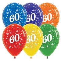 Sempertex 30cm Age 60 Crystal Assorted Latex Balloons, 25PK