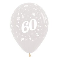 Sempertex 30cm Age 60 Crystal Clear Latex Balloons, 25PK