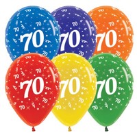 Sempertex 30cm Age 70 Crystal Assorted Latex Balloons, 25PK