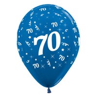Sempertex 30cm Age 70 Metallic Blue Latex Balloons, 25PK