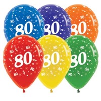 Sempertex 30cm Age 80 Crystal Assorted Latex Balloons, 25PK
