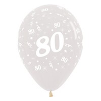 Sempertex 30cm Age 80 Crystal Clear Latex Balloons, 25PK