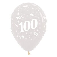 Sempertex 30cm Age 100 Crystal Clear Latex Balloons, 25PK