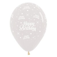 Sempertex 30cm Happy Birthday Twinkling Stars Crystal Clear Latex Balloons, 6PK