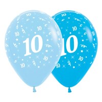 Sempertex 30cm Age 10 Fashion Blue and Royal Blue Latex Balloons, 6PK