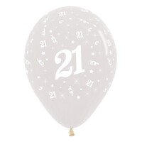 Sempertex 30cm Age 21 Crystal Clear Latex Balloons, 6PK
