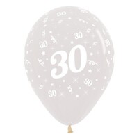 Sempertex 30cm Age 30 Crystal Clear Latex Balloons, 6PK
