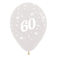 Sempertex 30cm Age 60 Crystal Clear Latex Balloons, 6PK