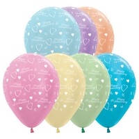 Sempertex 30cm Anniversary Satin Pearl Assorted Latex Balloons, 25PK