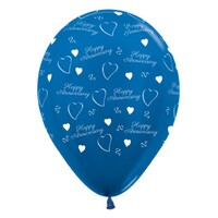Sempertex 30cm Anniversary Metallic Blue Latex Balloons, 6PK