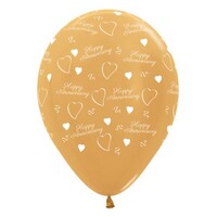 Sempertex 30cm Anniversary Metallic Gold Latex Balloons, 6PK