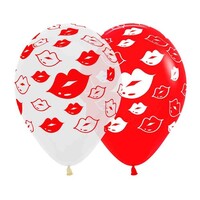 Sempertex 30cm Kiss Me Kisses Red and White Latex Balloons, 12PK